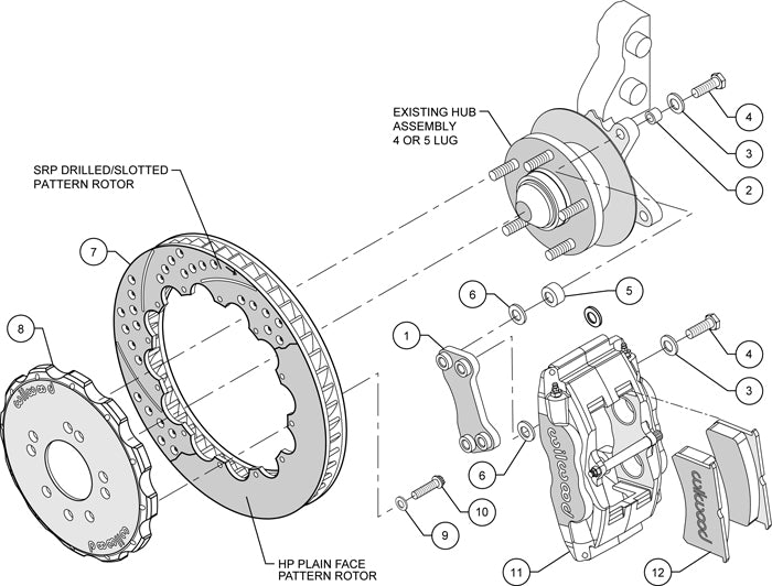 WILWOOD DISC BRAKE KIT,FRONT,FITS 89-98 NISSAN 240SX,13